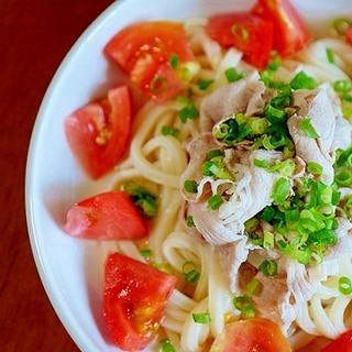 豚しゃぶとトマトの柚子胡椒風味冷やしうどん